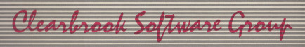 Clearbrook Software Group logo with stripes